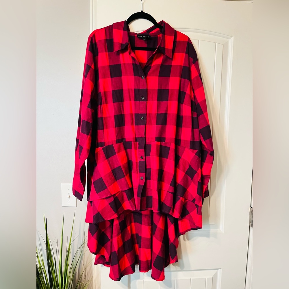 Drop waist peplum top plus size buffalo check ptp27 1/2 length 22